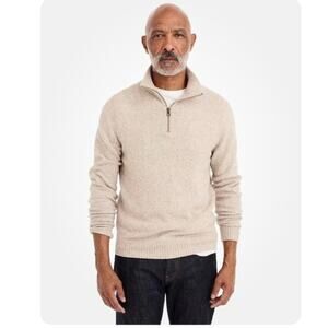 J. Crew Rugged Marino Wool Half-Zip Sweater Marled Barley Men's Medium Beige